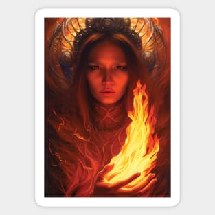 Beautiful Fire Mage | Fantasy Artwork | Pyromancer | Fire Sorceress Sticker